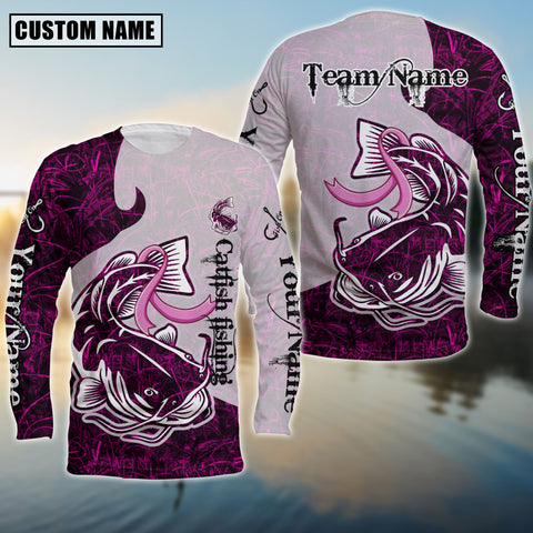 Maxcorners Catfish Ocean Hunter Sun Protection Personalized Name, Team Name 3D Long Sleeve Shirt