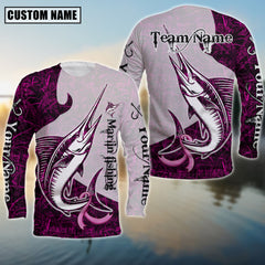 Maxcorners Marlin Ocean Hunter Sun Protection Personalized Name, Team Name 3D Long Sleeve Shirt