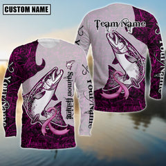 Maxcorners Salmon Ocean Hunter Sun Protection Personalized Name, Team Name 3D Long Sleeve Shirt