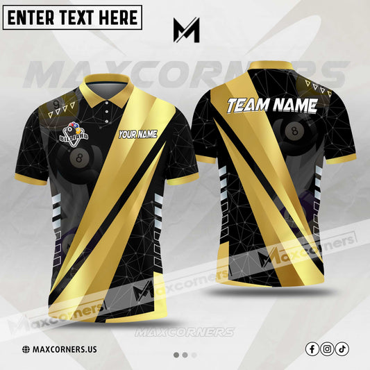 Maxcorners Billiard Ball 8, Ball 9 Sport Jersey Personalized Name, Team Name 3D Polo Shirt (6 Colors )