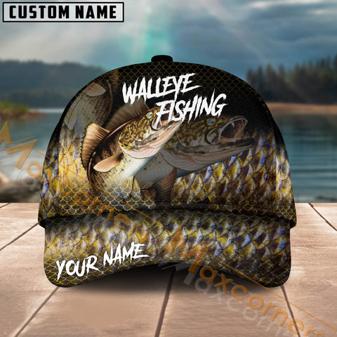 Maxcorners Walleye Fishing Tropical Deep Sea Angler Multicolor Personalized Name 3D Cap