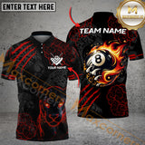 Maxcorners Billiard Flaming Panther 8 Ball-Pool Multicolor Customized Name, Team Name 3D Shirt