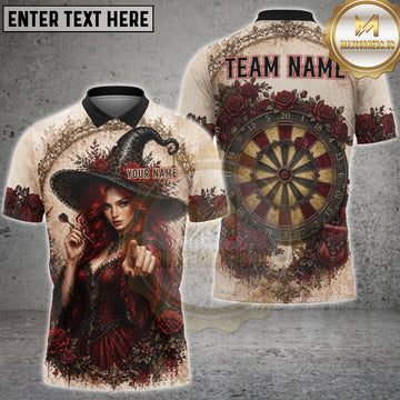 Maxcorners Red Witch Rose Dartboard Personalized Name, Team Name 3D Shirt