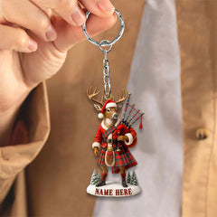 Maxcorners Personalized Scottish Deer Ornament, Custom Name Highland Bagpiper Christmas Decoration

 LM0411