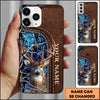 Maxcorners Deer Hunting Brown Leather Pattern Personalized Name Phone Case (4 colors)
