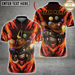 Maxcorners Billiard Ball 8 Funny Multicolor Options Personalized Name, Team Name 3D Polo Shirt (4 Colors)