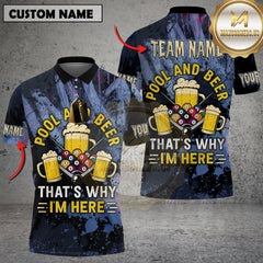 Maxcorners Billiard Pool And Beer That’s Why I’m Here Personalized Name 3D Unisex Shirt