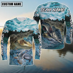 Maxcorners Catfish Fishing Predator'S Grip Angler Sun Protection Personalized Name, Team Name 3D Long Sleeve Shirt