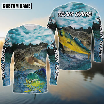Maxcorners Mahi-Mahi Fishing Predator'S Grip Angler Sun Protection Personalized Name, Team Name 3D Long Sleeve Shirt