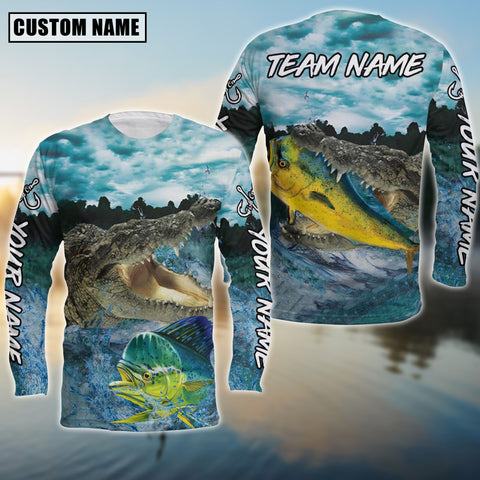 Maxcorners Mahi-Mahi Fishing Predator'S Grip Angler Sun Protection Personalized Name, Team Name 3D Long Sleeve Shirt