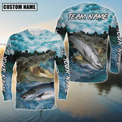 Maxcorners Salmon Fishing Predator'S Grip Angler Sun Protection Personalized Name, Team Name 3D Long Sleeve Shirt
