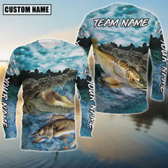 Maxcorners Walleye Fishing Predator'S Grip Angler Sun Protection Personalized Name, Team Name 3D Long Sleeve Shirt