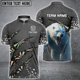 Maxcorners Darts Polar Bear Customized Name, Team Name 3D Polo Shirt