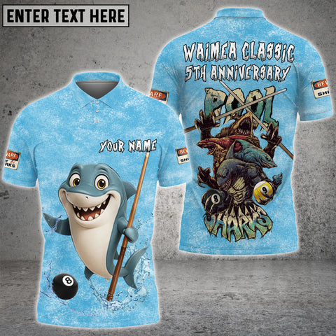 Maxcorners Billiard Ball 8&9 Pool Shark Multicolor Options Personalized Name, Team Name 3D Polo Shirt For Mark