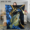 Maxcorners Fishing Blue Ocean Wave & Gold Geometric Personalized Name 3D Blanket