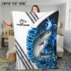 Maxcorners Walleye Fishing White Blue Lava Sun Protection Personalized Name 3D Blanket