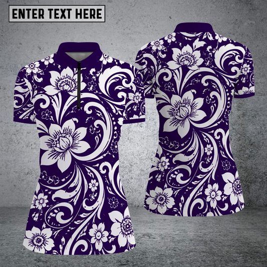Maxcorners Custom Purple Passion Stand Collar Zipper Polo Shirts For Women for Norma Gaddison