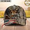 Maxcorners Personalized American Flag Forest Camo Deer Hunting 3D Cap, Perfect Gift for Hunter