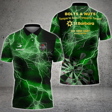 Maxcorners Black And Green Thunder Lightning Dart Shirts With Pocket For Men Custom 3D Darts Team Jerseys For Eagle