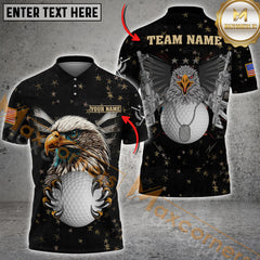 Maxcorners Golf Patriotic Eagle Multicolor Option Customized Name, Team Name 3D Polo Shirt