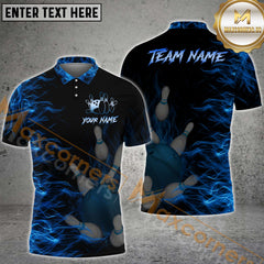Maxcorners Bowling Flame Multicolor Options Personalized Name, Team Name 3D Shirt