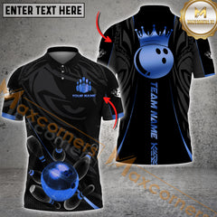 Maxcorners Bowling Crowned King Multicolor Customized Name, Team Name 3D Shirts