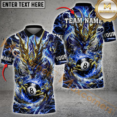 Maxcorners Billiard Mystic Storm Dragon 8-Ball Multicolor Personalized Name, Team Name 3D Shirt