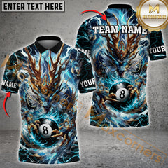 Maxcorners Billiard Mystic Storm Dragon 8-Ball Multicolor Personalized Name, Team Name 3D Shirt