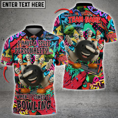 Maxcorners Bowling “Split Personality” Graffiti Style Multicolor Customized Name, Team Name 3D Shirts