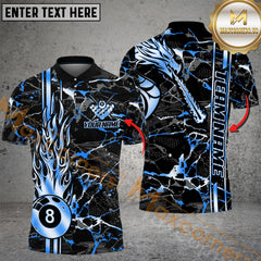Maxcorners Billiard 8-Ball Flame Golden Multicolor Personalized Name, Team Name 3D Shirt