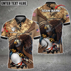 MaxCorners Customized Name Premium Eagle US Veteran Camo Pattern Golf Multicolor Custom 3D Polo Shirt
