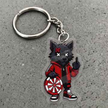 Maxcorners Darts Black Wolf Dartboard Mascot 3D Keychain And Ornament