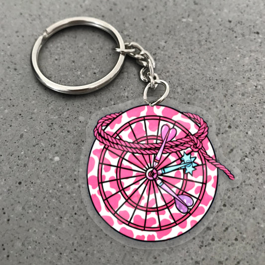 Maxcorners Darts Pink Cow Print Dartboard 3D Keychain And Ornament