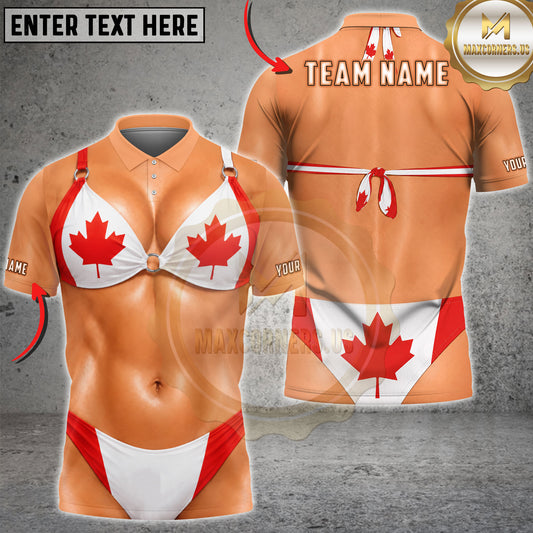 Maxcorners Canadian Flag Bikini Personalized Name 3D Unisex Shirt