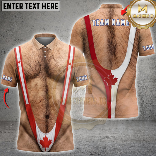 Maxcorners Canadian Flag Mankini Personalized Name 3D Unisex Shirt