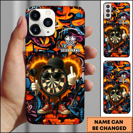 Maxcorners Darts Cartoon Board Middle Finger Graffiti Street Personalized Name 3D Phone Case