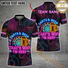 Maxcorners Darts & Beer That’s Why I’m Here Neon Style Personalized Name 3D Unisex Shirt