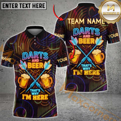 Maxcorners Darts and Beer Double Mug Crossed Neon Style Personalized Name 3D Unisex Shirt