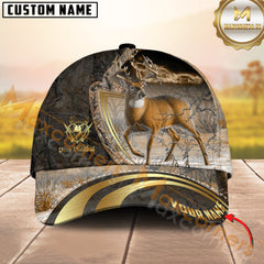 Maxcorners Golden Hunting Camouflage Personalized Name 3D Cap (Deer/Moose/Boar/Duck)