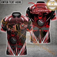 Maxcorners Billiard Golden Inferno Power 8-Ball Pool Multicolor Options Personalized Name, Team Name 3D Shirt