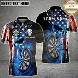 Maxcorners Darts American Flag Punisher Multicolor Customized Name, Team Name 3D Shirts