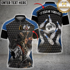 Maxcorners Bowling Skeleton Gunman Multicolor Customized Name, Team Name 3D Shirts