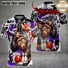 Maxcorners Bowling Monkey Graffiti Multicolor Customized Name, Team Name 3D Shirts