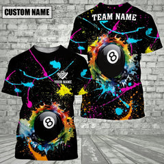 Maxcorners Billiard Ball 8 Paint Color Customized Name, Team Name 3D Shirt