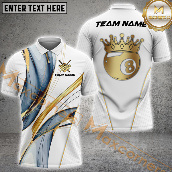 Maxcorners Billiards Crown 8-Ball Multicolor Personalized Name, Team Name 3D Shirt
