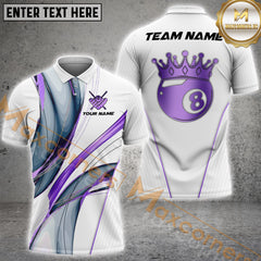 Maxcorners Billiard Crown 8-Ball Multicolor Personalized Name, Team Name 3D Shirt