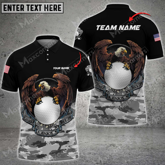 MaxCorners Customized Name Play Golf Enjoy Your Life Veteran Multicolor Camo Pattern Custom 3D Polo Shirt
