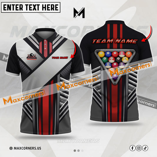 Maxcorners Billiard Ball 8 Victory Armor Multicolor Options Personalized Name, Team Name 3D Polo Shirt
