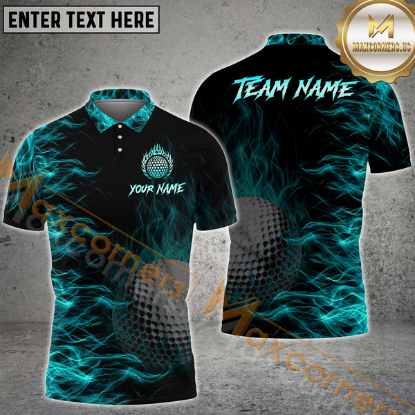 Maxcorners Golf Ball Fire Multicolor Personalized Name, Team Name 3D Shirt