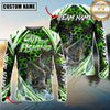 Maxcorners Fishing Green Hexagon Splash Sun Protection Personalized Name, Team Name Long Sleeve Shirt